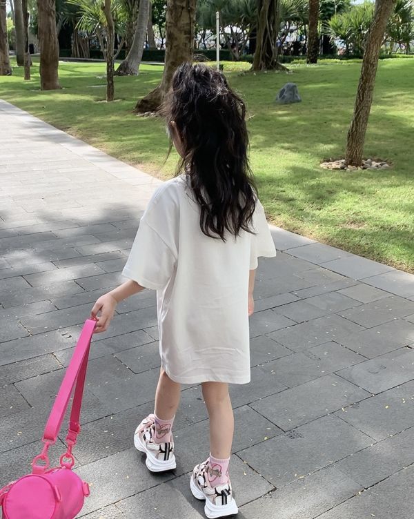 小熊可愛印花長版寬鬆上衣 