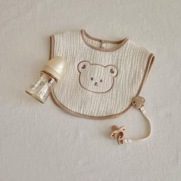 小熊紗布棉吸濕透氣口水圍兜 