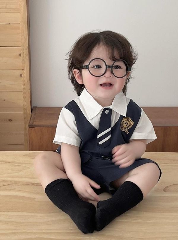 學院風假兩件上衣襯衫+短褲套裝 