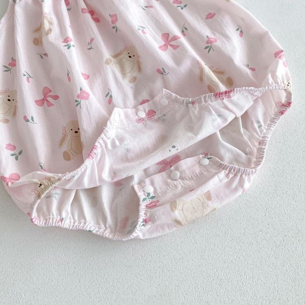 兩件式-木耳背心上衣+蝴蝶結吊帶包屁衣 