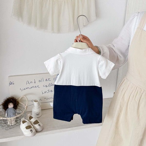 假兩件紳士領結連身裝 