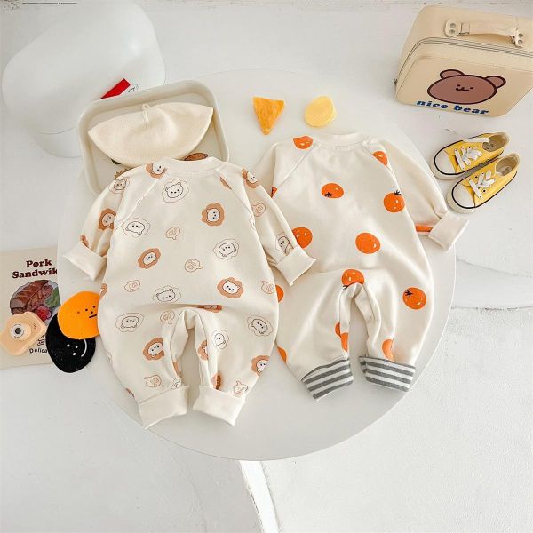 立體娃娃滿印印花拼接連身裝 