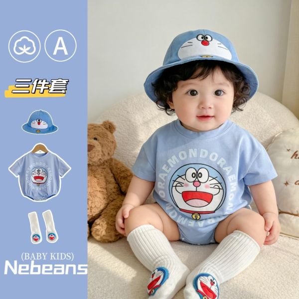 小叮噹可愛印花包屁衣(含襪) 