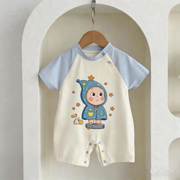 星星人拚袖棉質連身裝 