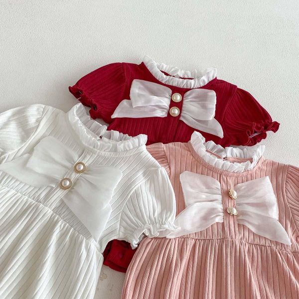 甜美宮廷風大蝴蝶結彈力包屁衣 