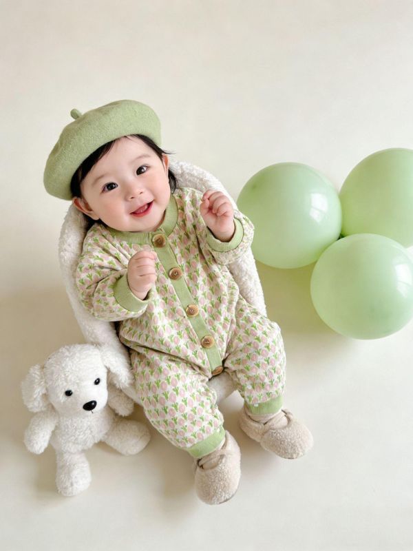 鬱金香開釦針織連身裝 