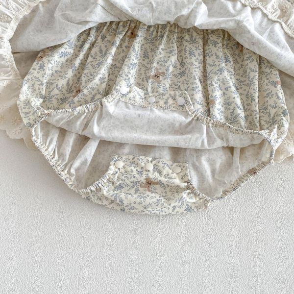 蕾絲領田園碎花包屁裙 