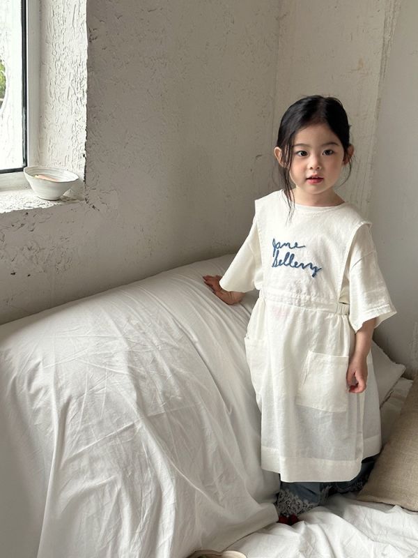 字母刺繡連身背心圍裙 