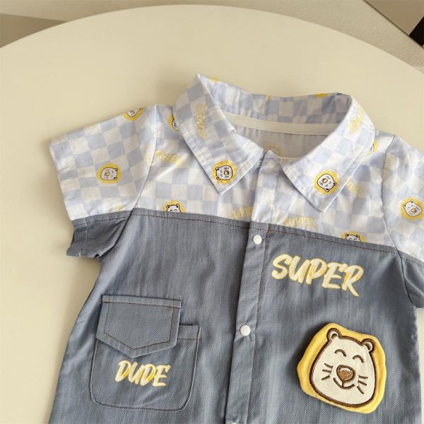 假兩件工裝前後獅子連身裝 