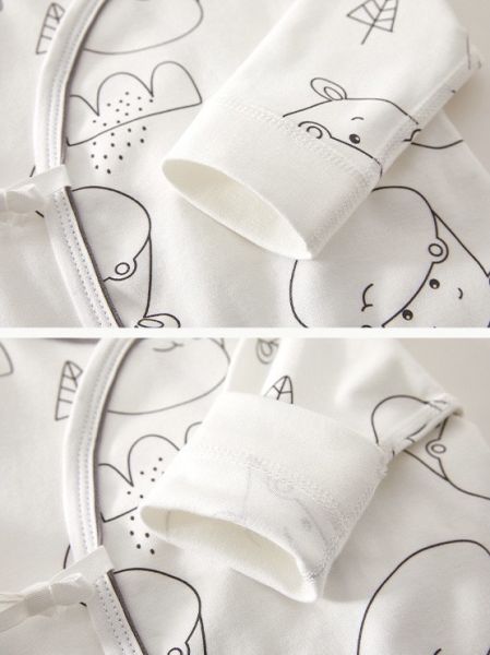 新生兒純棉雙層側開綁肚連身裝 