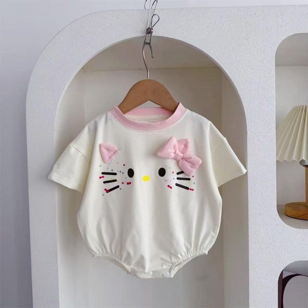 可愛貓咪印花寬鬆包屁衣 