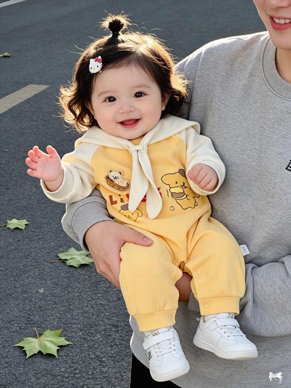 可拆式披肩-海軍風狗狗印花連身裝 