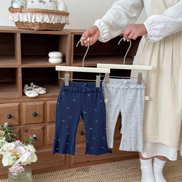 可愛笑臉木耳花邊彈力長褲 