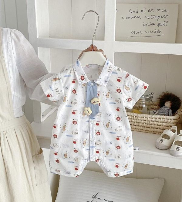 立體星星領帶襯衫連身裝 