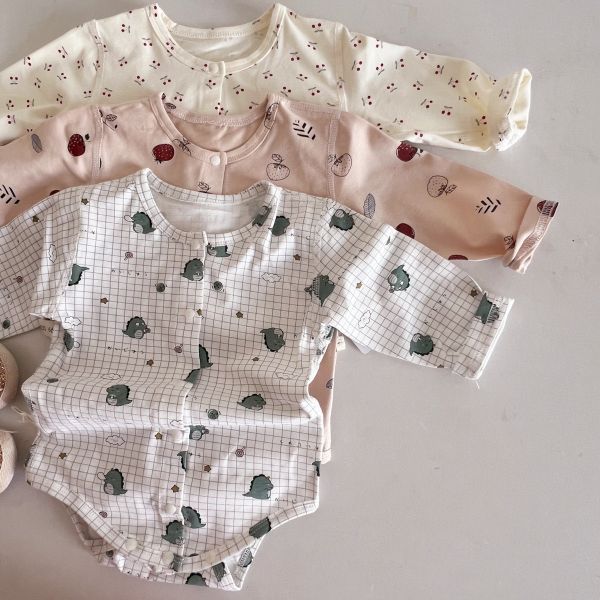 純棉開釦卡通印花包屁衣 