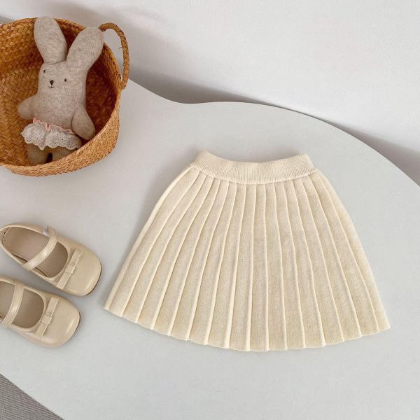 百搭素色針織百褶裙 