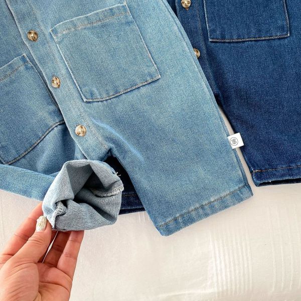小熊刺繡polo領牛仔連身裝 