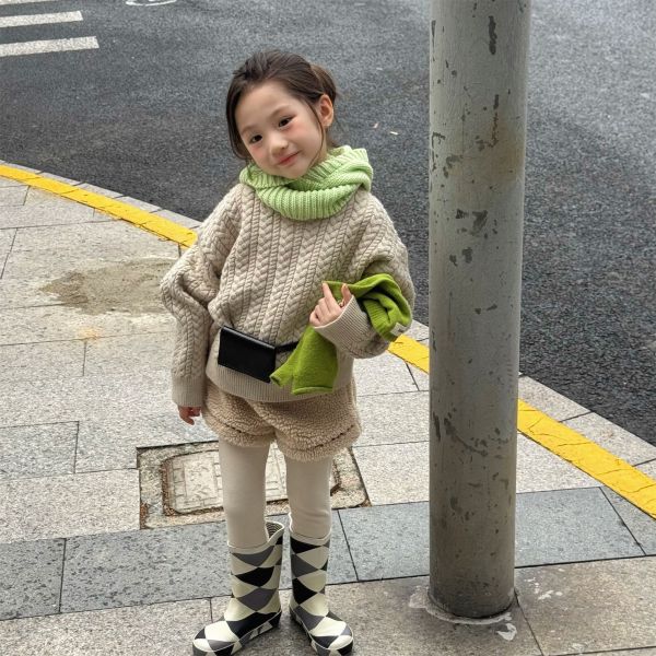 羊羔絨明線女童短褲(2色) 