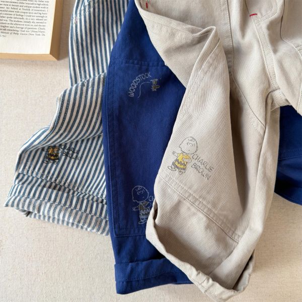 素色卡通塗鴉水洗棉休閒長褲(3色) 