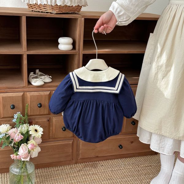 海軍風雙釦翻領包屁衣 