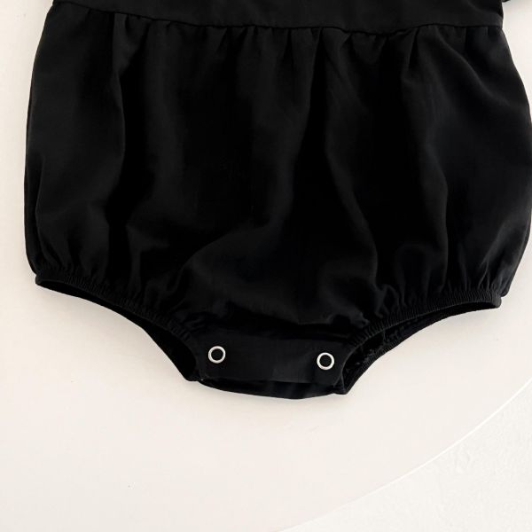 赫本風娃娃領撞色包屁衣 