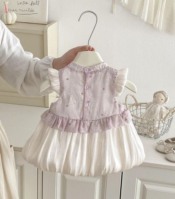 復古旗袍拼接澎裙連身裙 