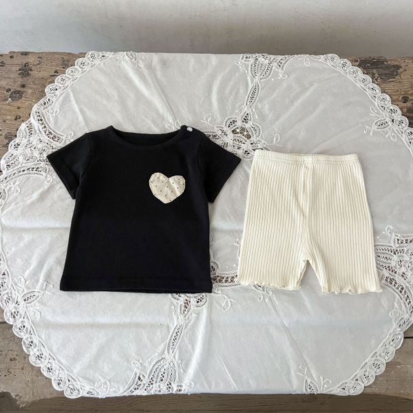 呼吸棉拼色愛心兩件式套裝 