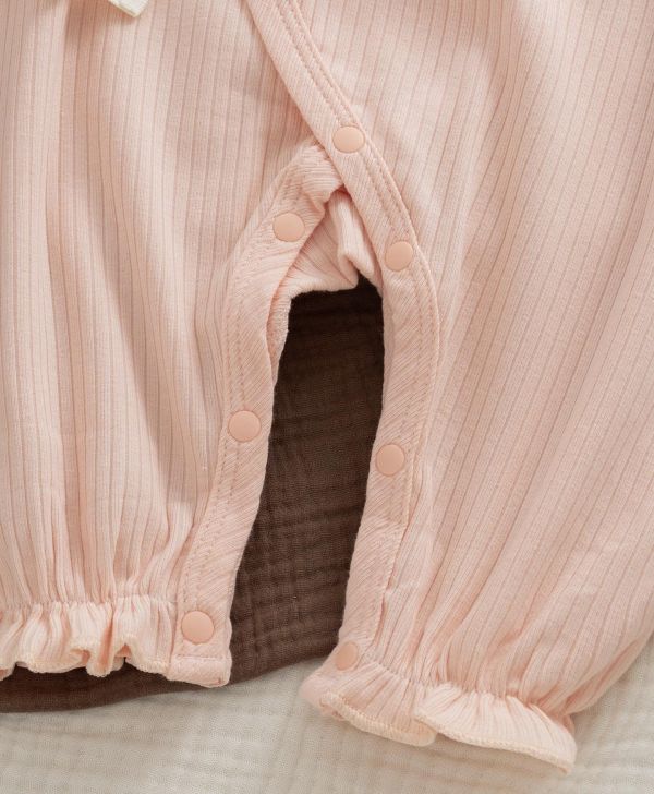 新生兒棉質碎花圍兜連身裝 