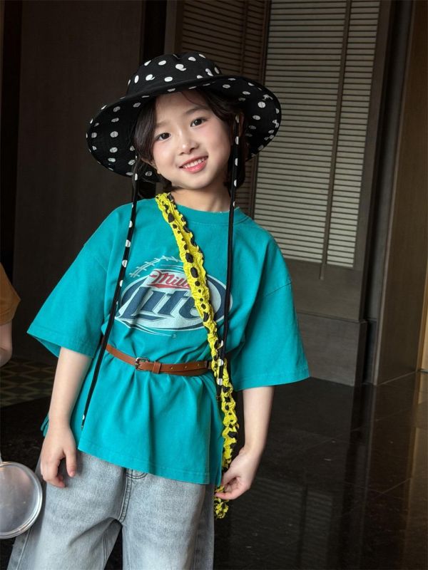 個性字母印花刷舊T恤上衣 