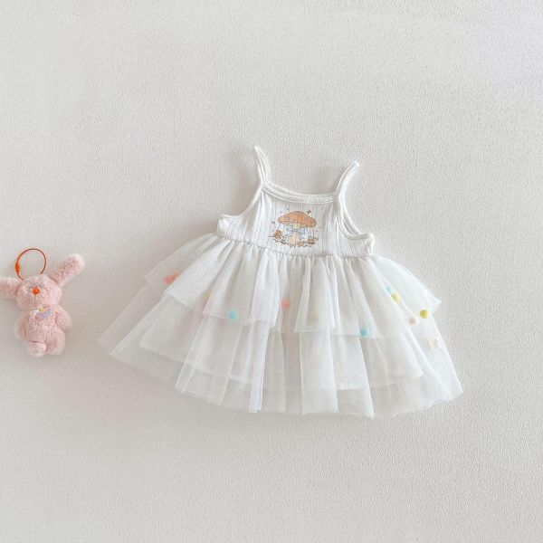 卡通塗鴉背心網紗公主裙 