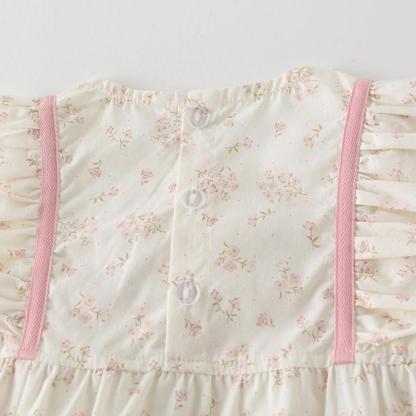 方領碎花兔子花邊包屁衣 