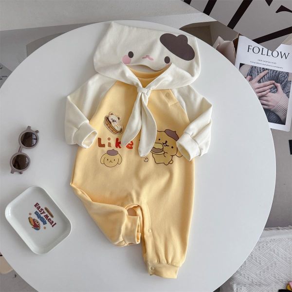 可拆式披肩-海軍風狗狗印花連身裝 