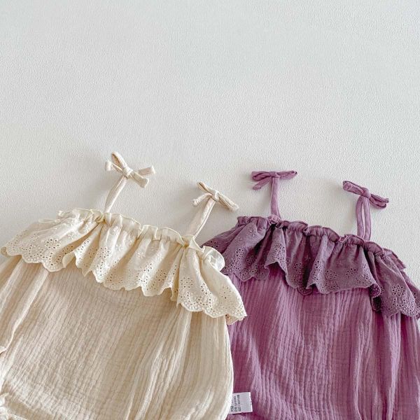 荷葉領系肩綁帶包屁衣 