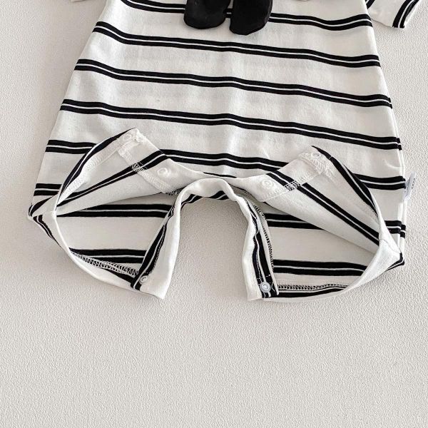 貓熊條紋披肩翻領連身裝 