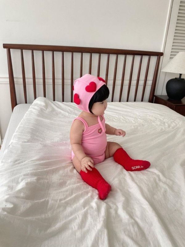 夏日素色愛心造型速乾泳衣(含帽)(3色) 