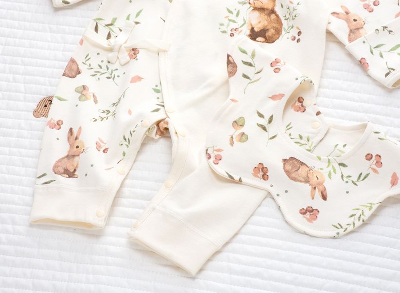 純棉兔子包手側開連身裝 