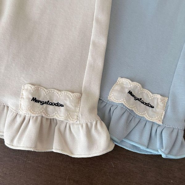 木耳卷邊素色彈力喇叭褲 