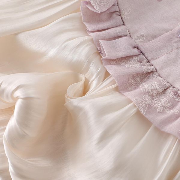 復古旗袍拼接澎裙連身裙 