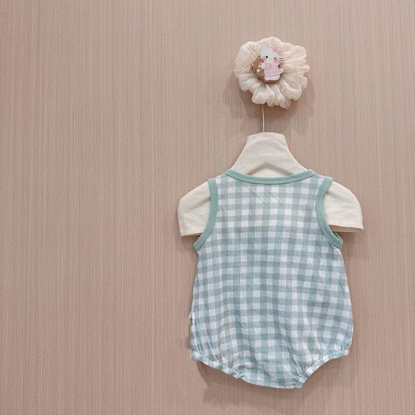 可愛草莓格紋棉質包屁衣 