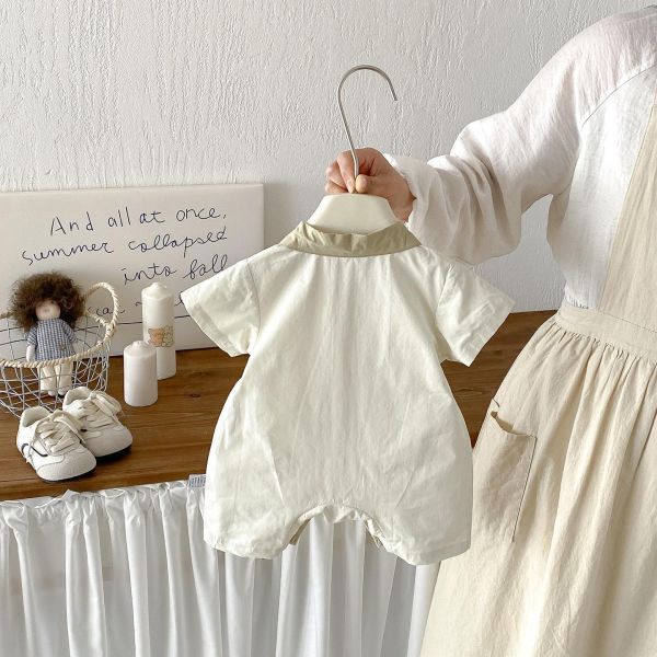 翻領可拆式恐龍領帶襯衫連身裝 