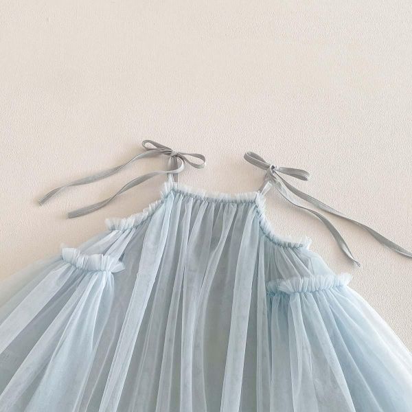 甜美蝴蝶結綁繩網紗連身裙 