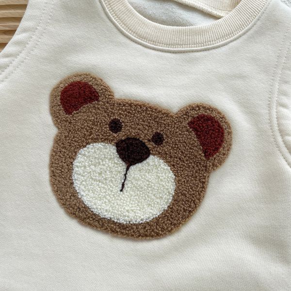 兔子/小熊刺繡加絨側開背心 