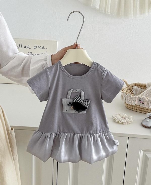 酷甜手提包緞面長版連身裙 