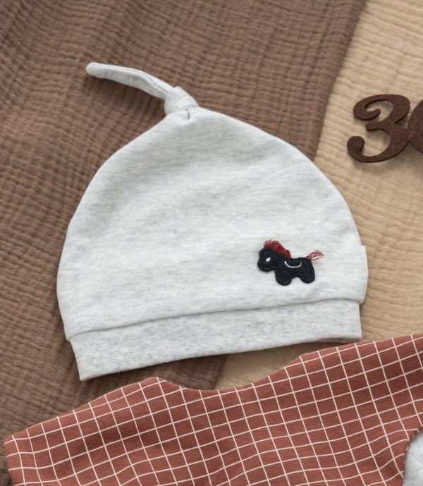 新生兒小馬貼布側開反包手連身裝 