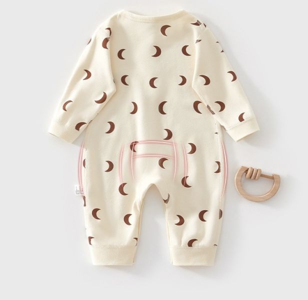 新生兒月亮開釦棉質連身裝 