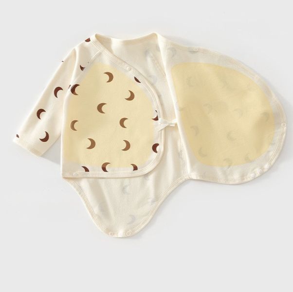 新生兒月亮棉質側開包屁衣(含帽) 