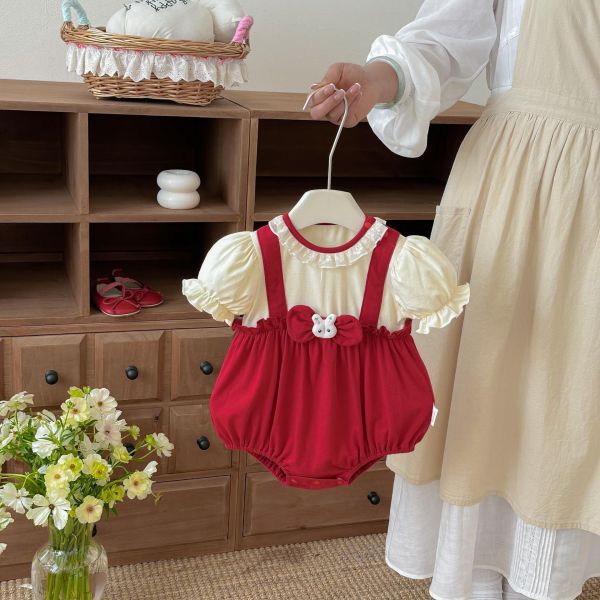 假兩件兔子蝴蝶結包屁衣 