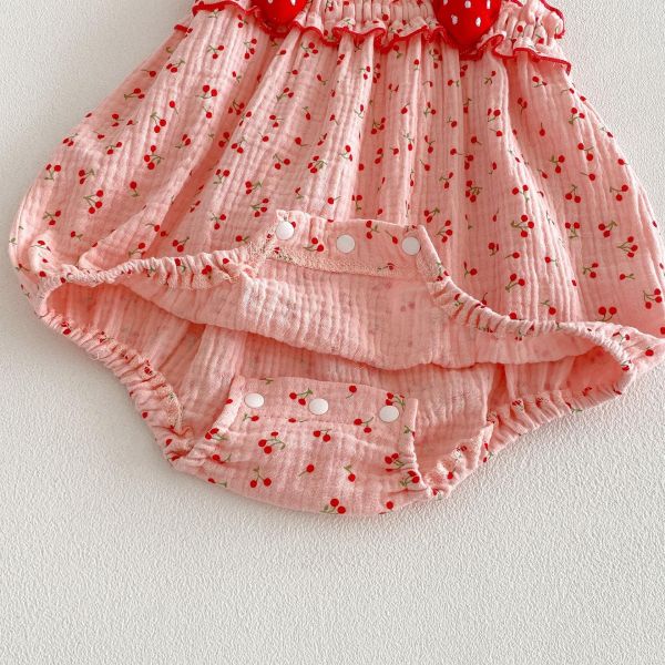 可愛粉系草莓櫻桃背帶包屁衣 