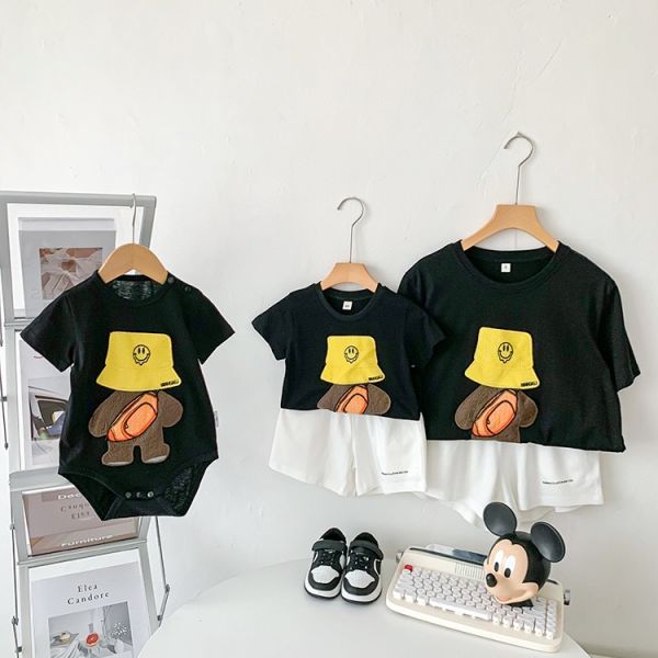 親子款立體刺繡小熊包屁衣/上衣 