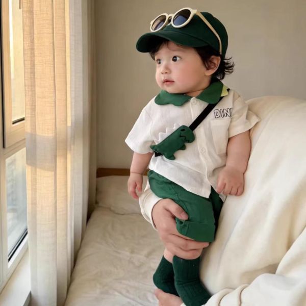 學院風恐龍背包襯衫套裝 